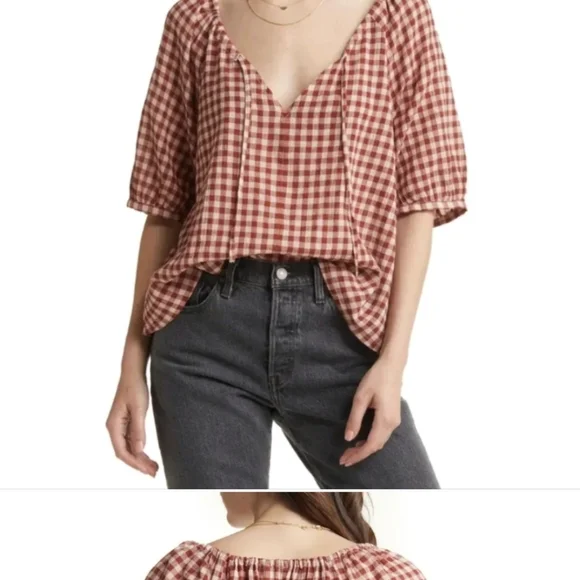 #100 NWOT Treasure & Bond Gingham Checkered Top - Picture 1 of 11